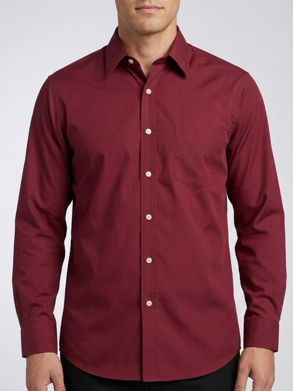 Stafford Performance Super Shirt Burgundy Regular Fit Dress Shirt 14.5 32/33
